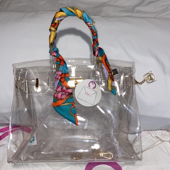 THRU Clear Tote thru by cthrupurse.com with scarf and dust over bag - Picture 2 of 11